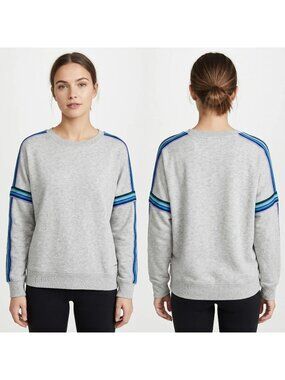 Aerie Women's Rainbow Stripes Dolman Sleeve Crewneck Gray Sweatshirt Size S/P